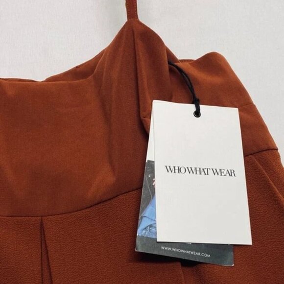 Who What Wear Dress Women's XS Halter Tank Summer Firey Brown Flowy Chiffon NWT - Picture 15 of 15